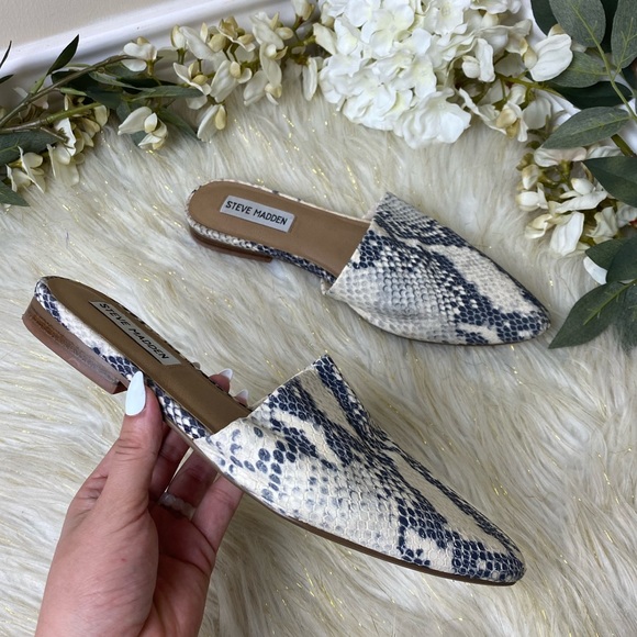 Steve Madden Trace Python snake slip on mules sz 7 - Picture 1 of 7